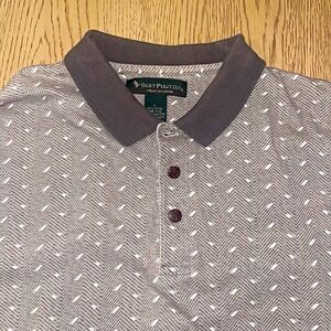 Vintage Bert Pulitzer Collectors Edition Polo Shirt Mens L Grey Herringbone 90s